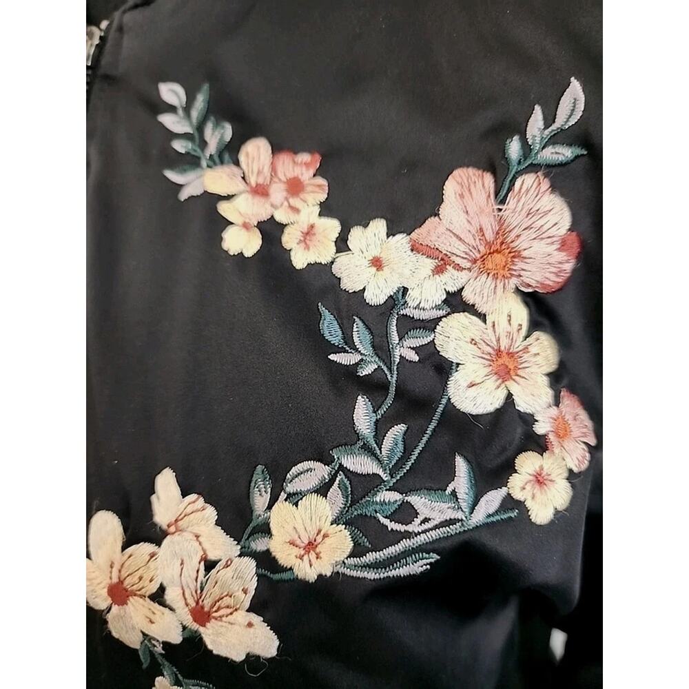 Y2k American Eagle Jacket S Black Floral Embroidered Bomber Boho Festival New - Picture 12 of 16